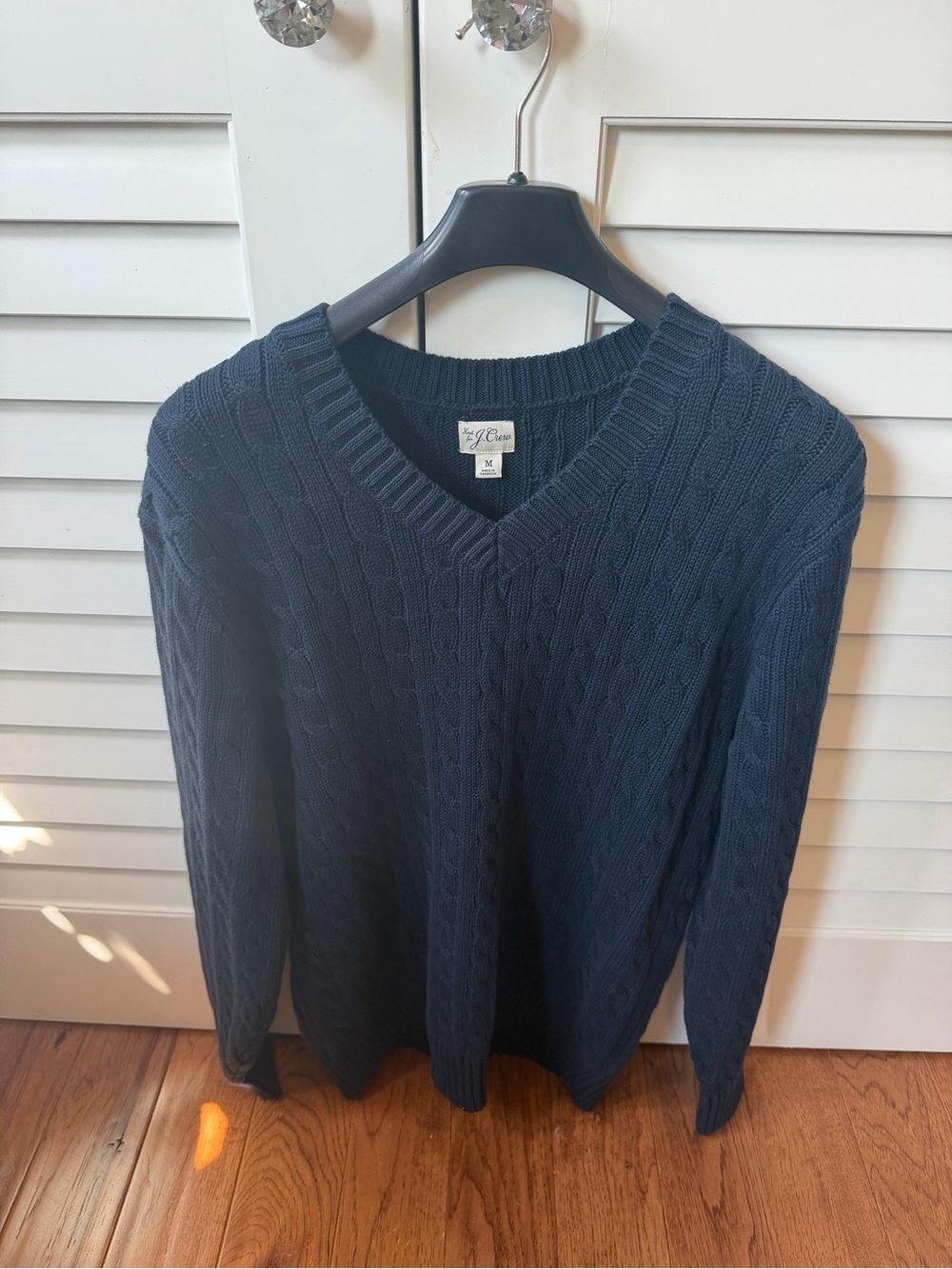 J. Crew Men's Navy Cable V-Neck Sweater